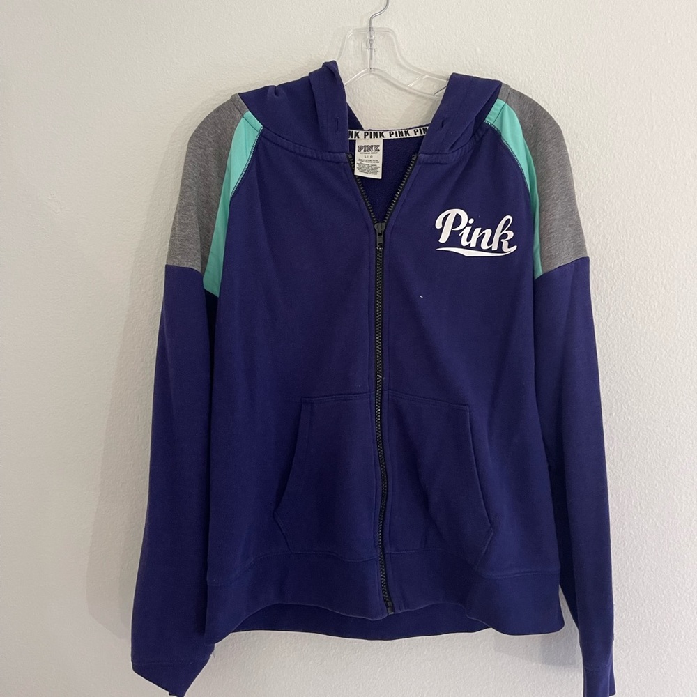 🔥RARE GENTLY USED🔥 Pink Zip Jacket Teal & Blue